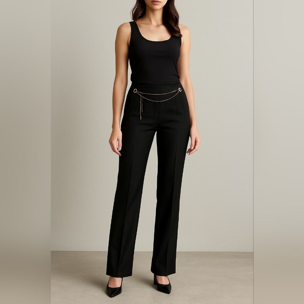 Victoria's Secret Black Pants with Gold Chain Accent